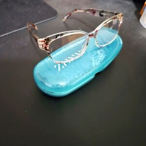 ZENNI Floral Eyeglasses with Case and Cleansing Cloth